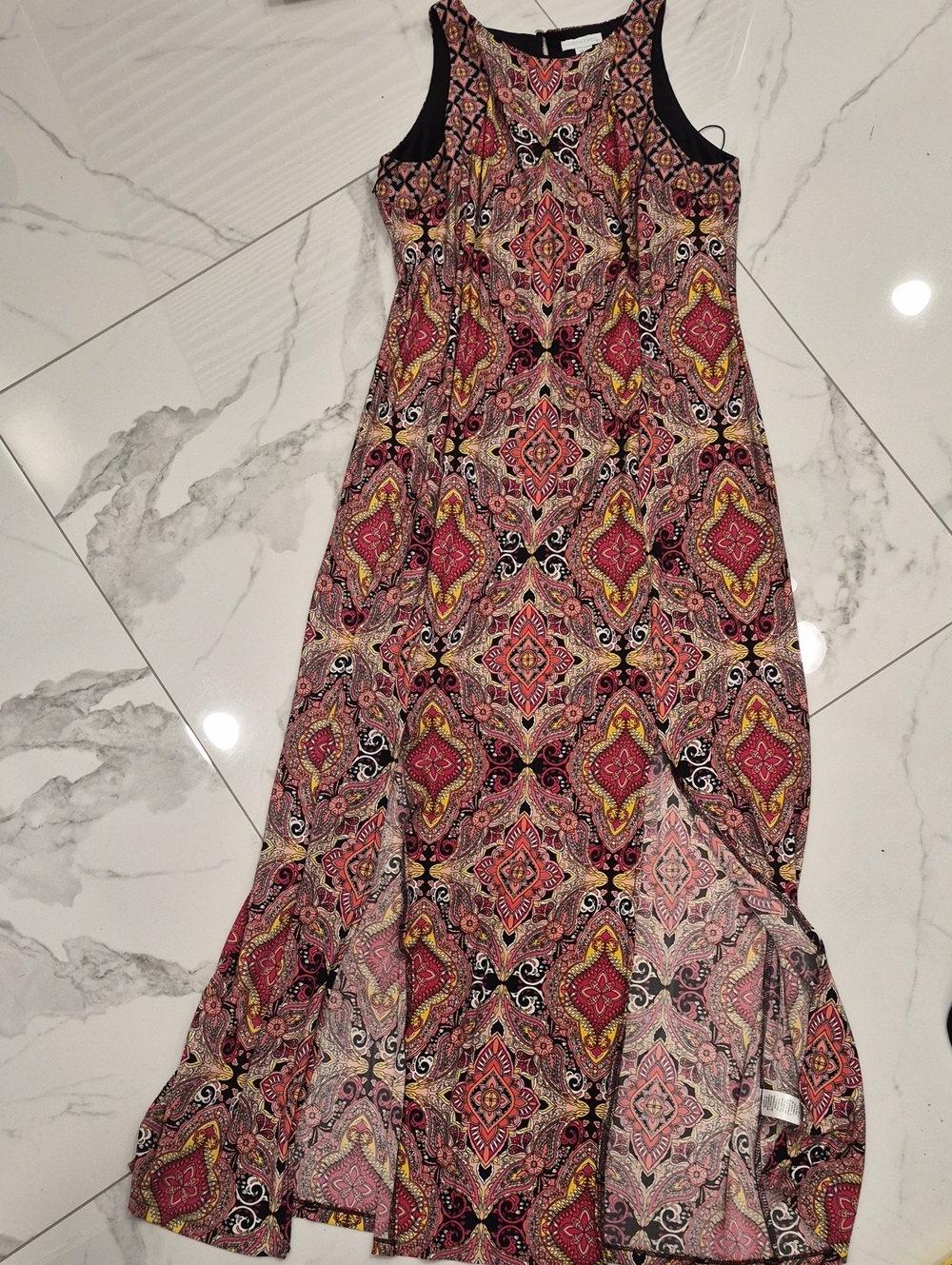 London Times Pink Multi-Pattern Sleeveless Maxi Dress